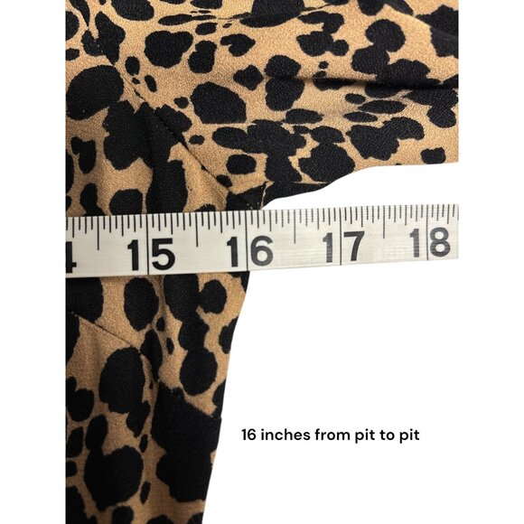 Reformation Leopard Print Midi Dress With Long Sleeves & Tie Cuffs Keyhole Back - Picture 9 of 11